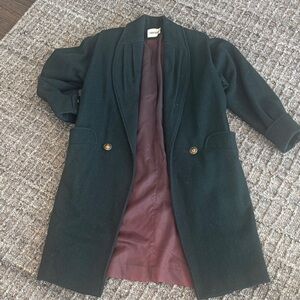 Vintage Green Donny Brook Women’s Wool Coat with Burgundy Lining 4P